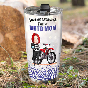 Personalized Motocross Mom Tumbler - You Can't Scare Me I'M A Moto Mom - Tumbler Cup - GoDuckee