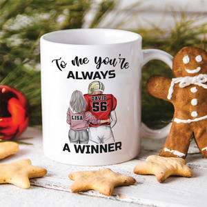 Football Couple I'll Always Be Your Biggest Fan, Personalized Gift White Mug - Coffee Mug - GoDuckee