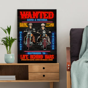 Personalized Wanted Biker Couple Poster - Sentenced To Life Behind Bars - Marriage Chapter - Poster & Canvas - GoDuckee