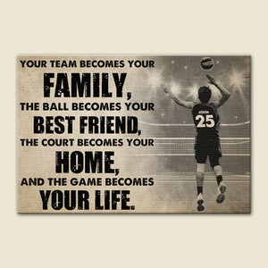 Personalized Male Volleyball Player Poster - Your Team Becomes Your Family - White Art - Poster & Canvas - GoDuckee