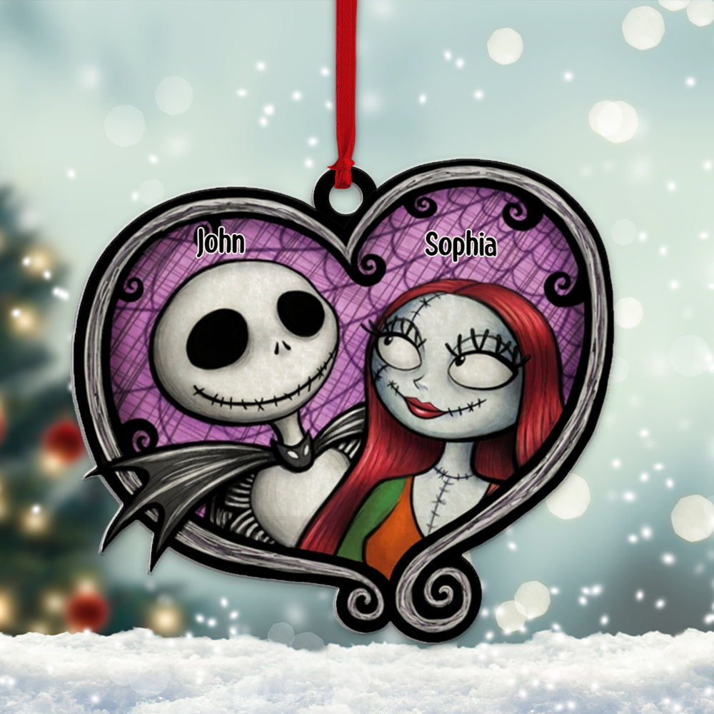 Personalized Couple Wood Ornament, Christmas Tree Decor - Ornament - GoDuckee