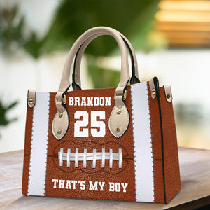 Personalized Football Mom Leather Bag, Gift For Football Lovers - Leather Bag - GoDuckee
