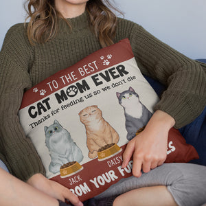 To The Best Cat Mom Ever, Personalized Square Pillow, Mother's Day Gift, Gift For Cat Mom - Pillow - GoDuckee