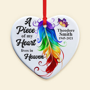 Heaven A Piece Of My Heart Lives In Heaven - Personalized Ornament - Ornament - GoDuckee