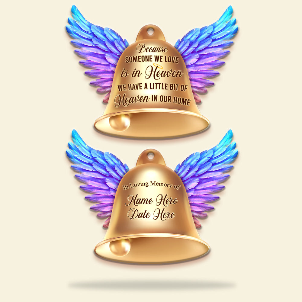 A Little Bit Of Heaven In Our Home - Personalized Memorial Ornament - Memorial Gifts for Family Members - Christmas Angel Bell - Ornament - GoDuckee
