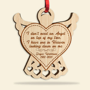 I Have One In Heaven - Personalized Wood Ornament - Memorial Gift for Family Members - Angel Wings With Heart - Ornament - GoDuckee