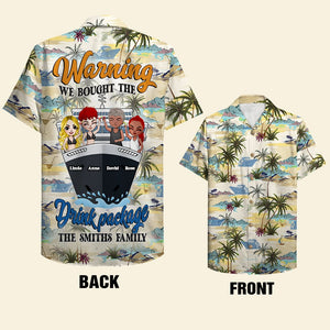 Warning We Bought The Drink Package - Personalized Cruise Hawaiian Shirt - Summer Gift For Friends - Coconut Tree Pattern - Hawaiian Shirts - GoDuckee