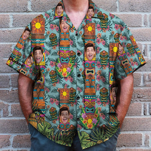 Custom Hawaiian Shirt and Men Beach Shorts - tiki seamless patterns - Hawaiian Shirts - GoDuckee
