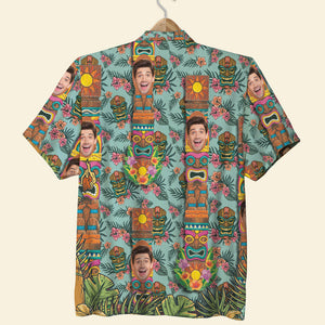 Custom Hawaiian Shirt and Men Beach Shorts - tiki seamless patterns - Hawaiian Shirts - GoDuckee
