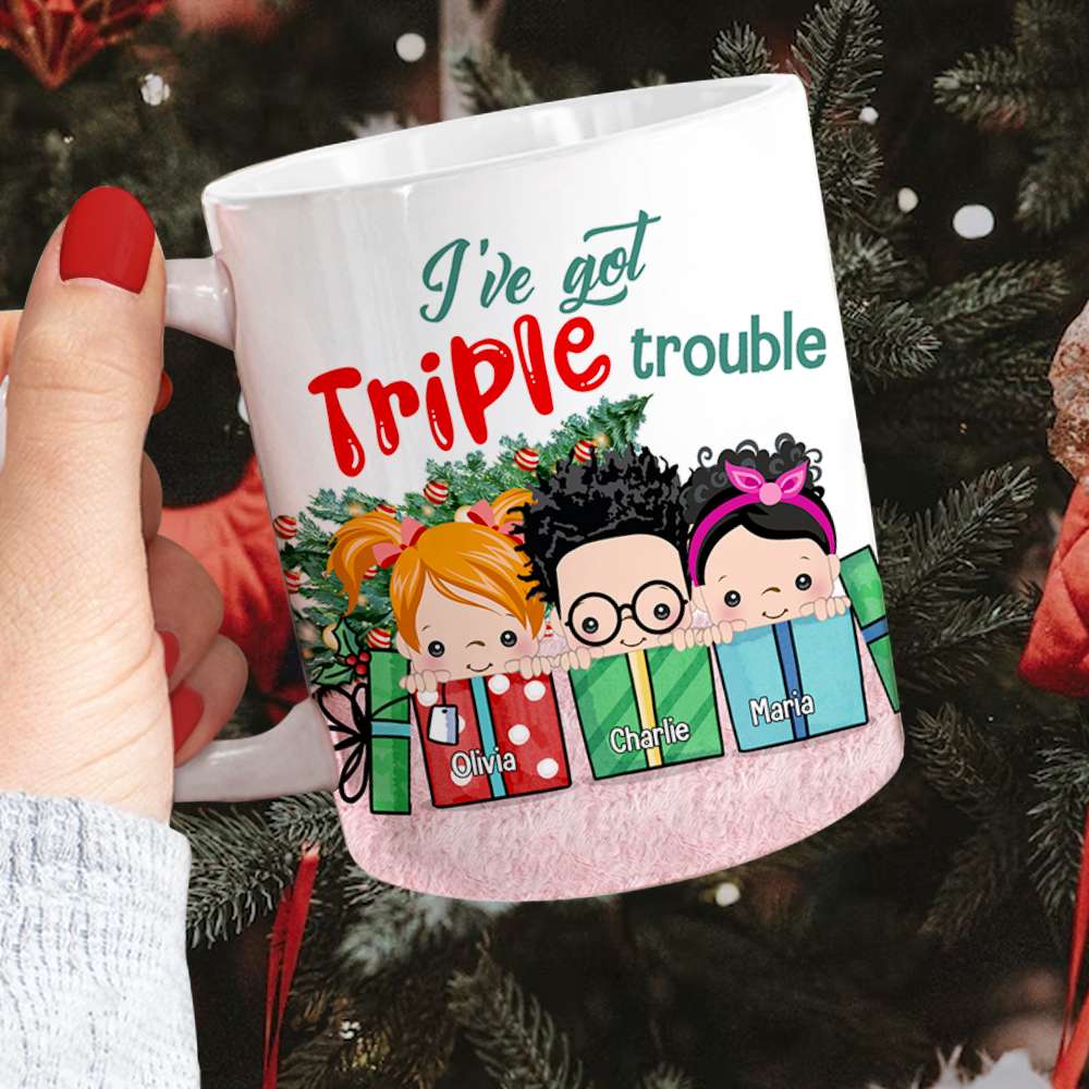 Grandkids Little Trouble, Personalized White Mug, Gift From Little Troublemakers - Coffee Mug - GoDuckee