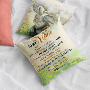 Elephant Mother's Day Gift, To My Mom Personalized Square Pillow - Pillow - GoDuckee
