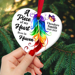 Heaven A Piece Of My Heart Lives In Heaven - Personalized Ornament - Ornament - GoDuckee