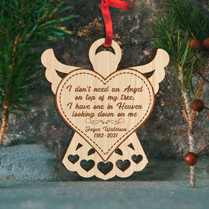 I Have One In Heaven - Personalized Wood Ornament - Memorial Gift for Family Members - Angel Wings With Heart - Ornament - GoDuckee