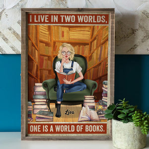 Personalized Reading Girl Poster - I Live in Two Worlds One is a World of Books - Poster & Canvas - GoDuckee