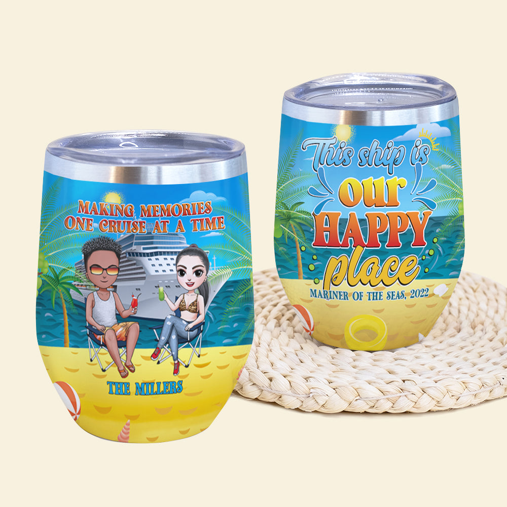 Personalized Cruising Friends Wine Tumbler - Making Memories One Cruise At A Time - Friends sitting together - Wine Tumbler - GoDuckee