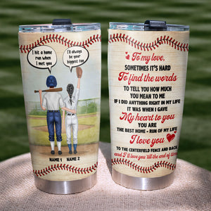 Personalized Baseball Couple Tumbler - I'll Love You 'till The End Of Time - Tumbler Cup - GoDuckee