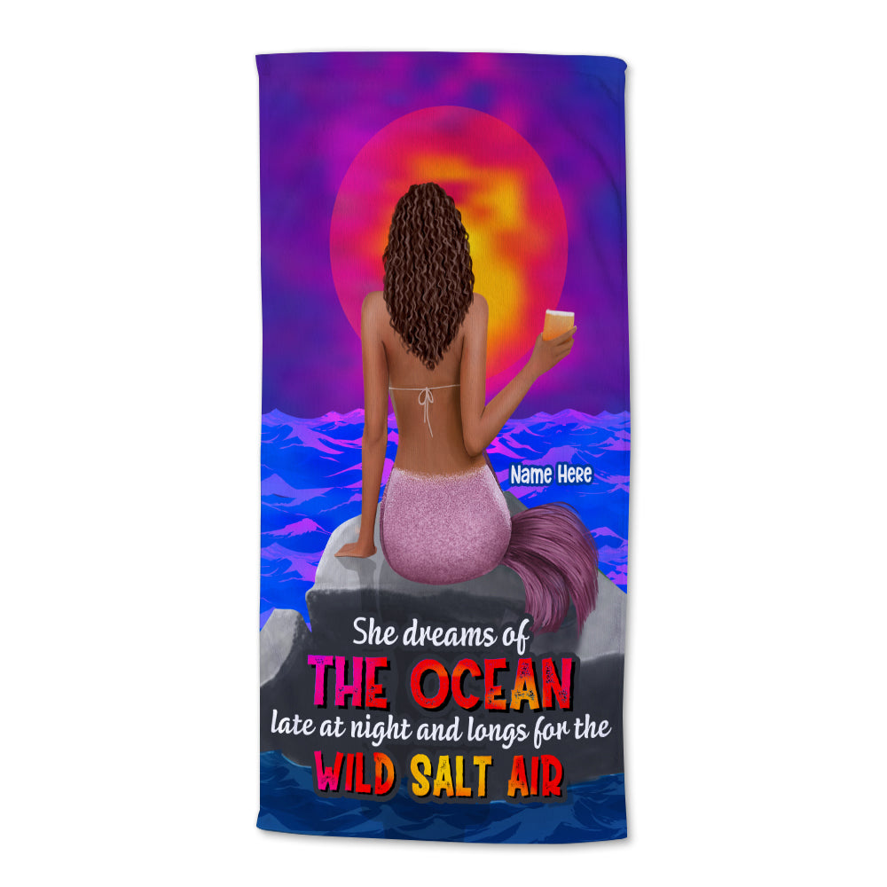 Dreams Of The Wild Sand Air - Personalized Mermaid Beach Towel - Gifts For Wife, Girlfriend, Salty Girl - Beach Towel - GoDuckee