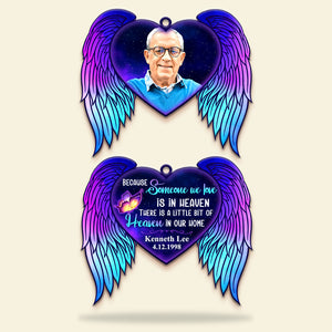 Because Someone We Love - Personalized Memorial Ornament - Memorial Gift for Family Members - Purple Heart with Wings - Ornament - GoDuckee