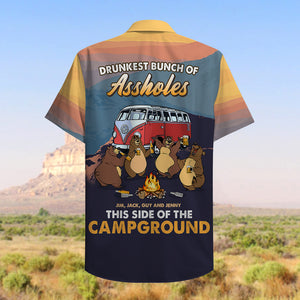 Personalized Camping Bears Hawaiian Shirt - Drunkest Bunch Of Assholes - Hawaiian Shirts - GoDuckee
