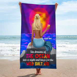 Dreams Of The Wild Sand Air - Personalized Mermaid Beach Towel - Gifts For Wife, Girlfriend, Salty Girl - Beach Towel - GoDuckee