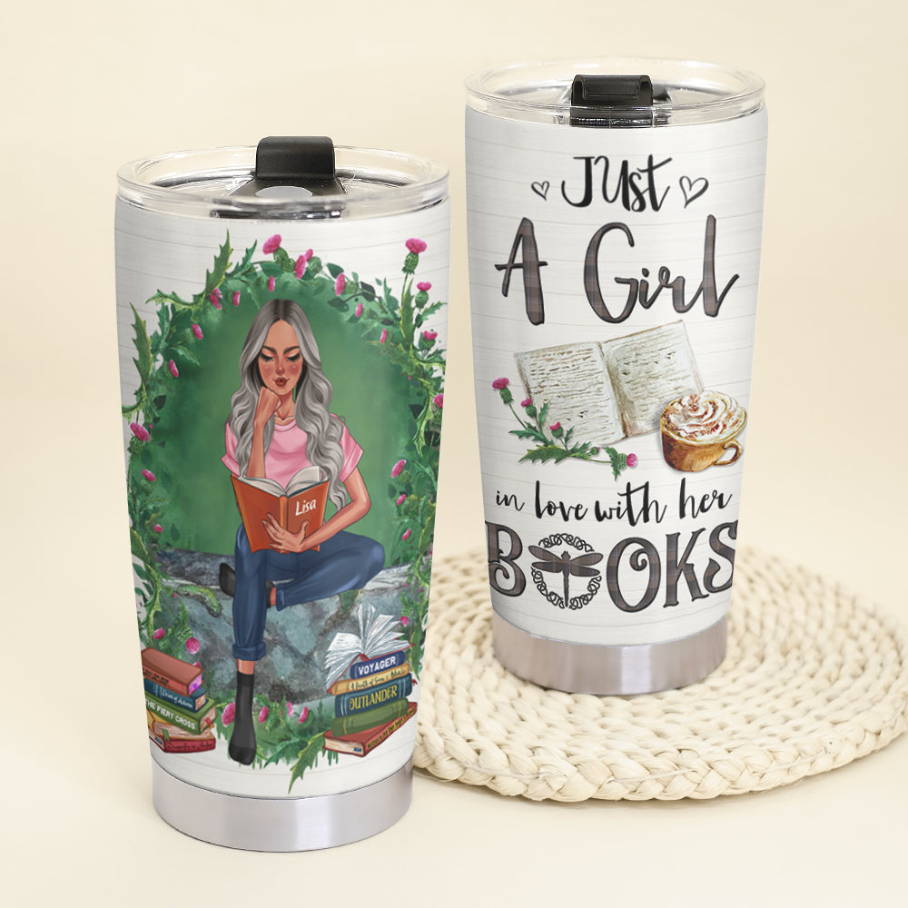 Personalized Book Lover Tumbler Cup - Just A Girl In Love With Her Outlander Books - Gift for Fans - Tumbler Cup - GoDuckee