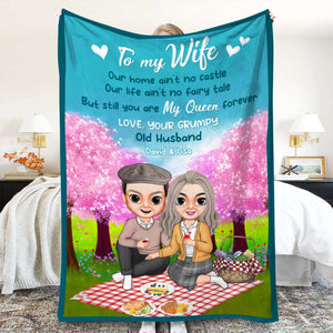Old Couple My Wife My Queen Forever, Personalized Blanket - Blanket - GoDuckee