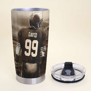 Personalized American Football Tumbler - Don't Tell Me To Be Quiet My Son Has To Hear Me Cheering - Tumbler Cup - GoDuckee