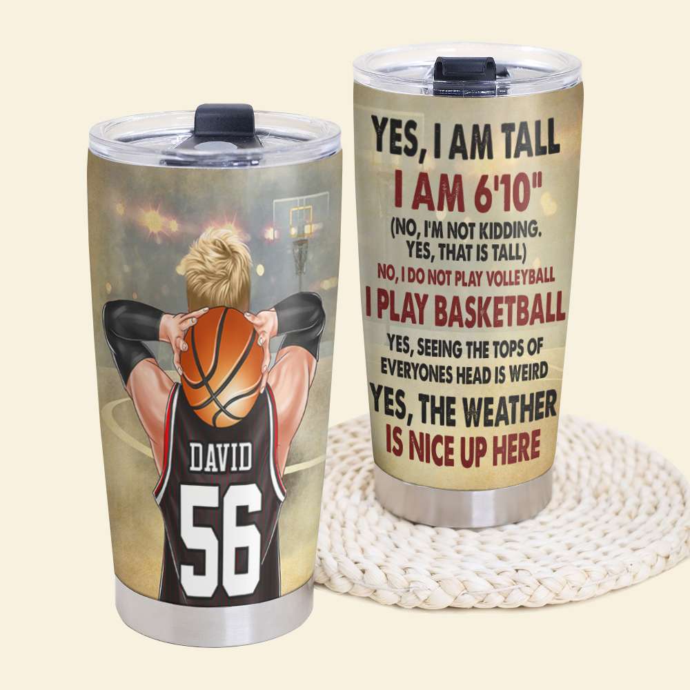 Personalized Baseball Tumbler Cup - Yes, I Am Tall, No I'm Not Kidding - Tumbler Cup - GoDuckee