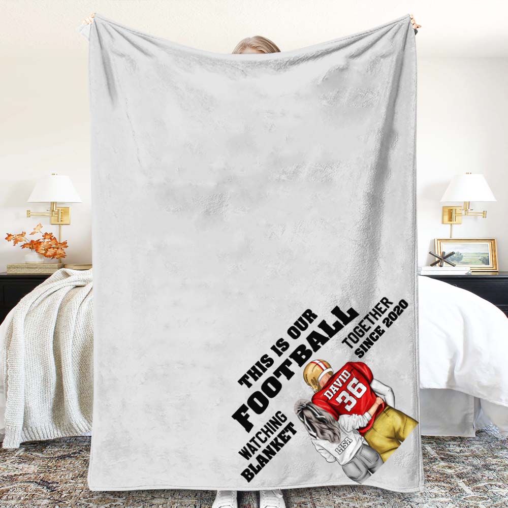 This Is Our Football Watching Blanket Together Since..., Football Couple Blanket - Blanket - GoDuckee