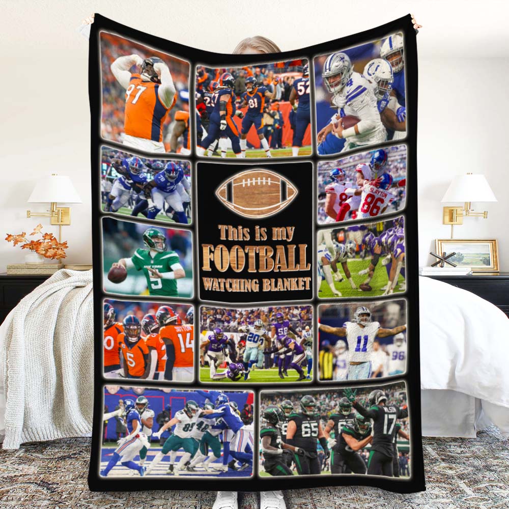 This Is My Football Watching Blanket, Custom Photo Gift For Football Fans & Player - Blanket - GoDuckee