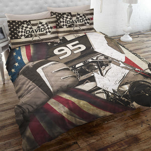 Dirt Track Racing Personalized Quilt Bed Set - Blanket - GoDuckee