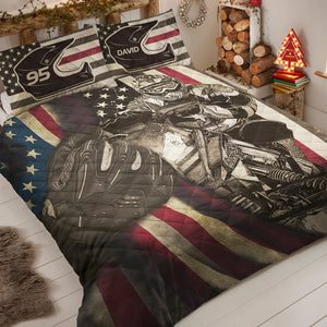 Snowmobile Man Personalized Quilt Bed Set - Blanket - GoDuckee