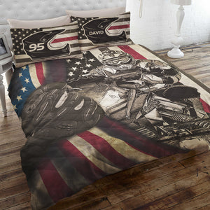 Snowmobile Man Personalized Quilt Bed Set - Blanket - GoDuckee