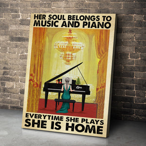 Personalized Piano Girl Poster - Her Soul Belongs To Music And Piano - Poster & Canvas - GoDuckee