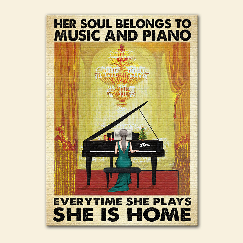 Personalized Piano Girl Poster - Her Soul Belongs To Music And Piano - Poster & Canvas - GoDuckee