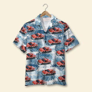 Custom Racing Photo Hawaiian Shirt, Seamless Leaves Pattern, Summer Gift 4 - Hawaiian Shirts - GoDuckee