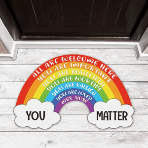 Teacher All Are Welcome Here You Are Important You Are Beautiful Personalized Custom Shaped Doormat Gift For Teachers