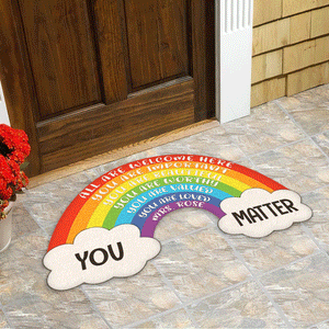 Teacher All Are Welcome Here You Are Important You Are Beautiful Personalized Custom Shaped Doormat Gift For Teachers