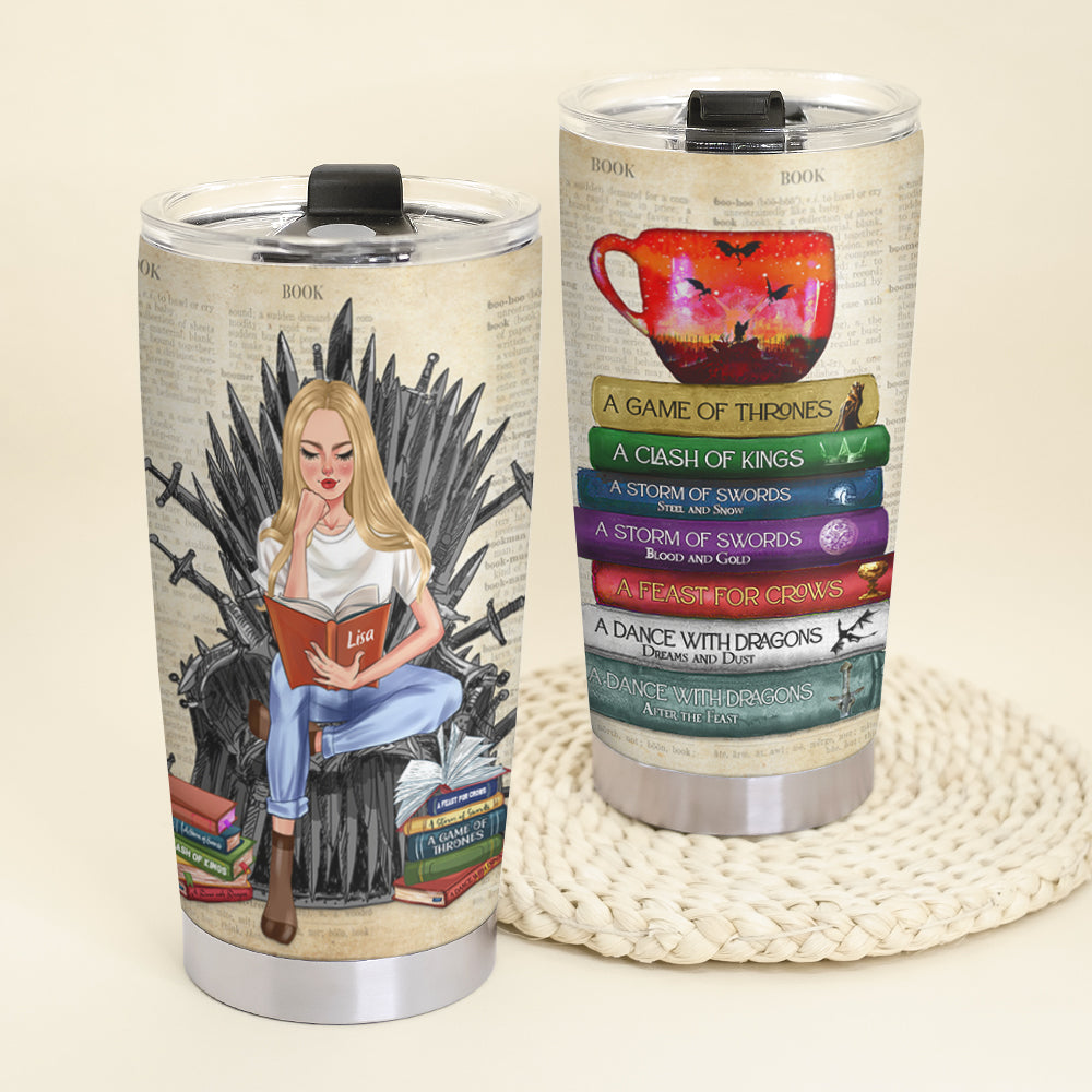 Personalized GOT Tumbler Cup - Girl Chilling Time With Books - Gift for Fans - Tumbler Cup - GoDuckee