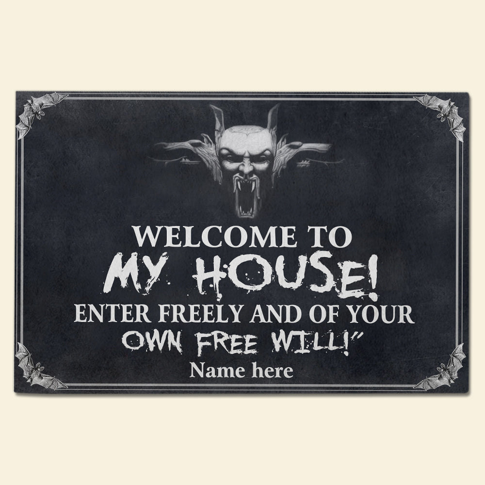 Custom Dracula's Name Doormat - Welcome to my house! Enter freely and of your own free will - Doormat - GoDuckee