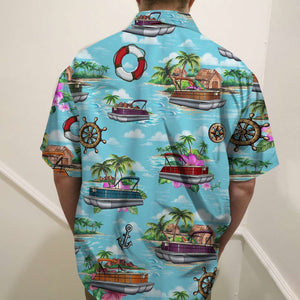 Personalized Pontoon Couple Hawaiian Shirt - This Is Our Time - Beach Pattern - Hawaiian Shirts - GoDuckee