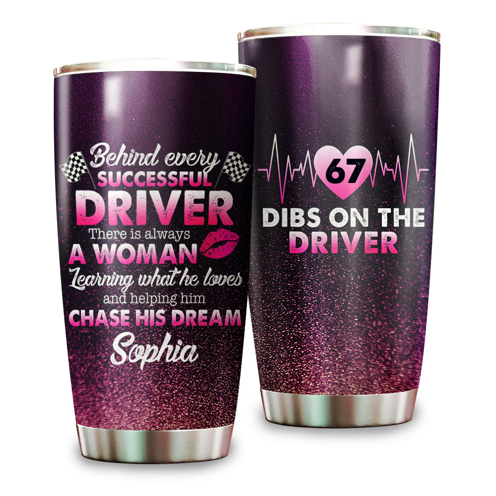 Personalized Dirt Track Racing Tumbler - Dibs On The Driver - Wife Life - Tumbler Cup - GoDuckee