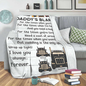 Personalized Trucker Dad Fleece Blanket - Trucker Daddy's Blanket - Custom Trucks - Blanket - GoDuckee