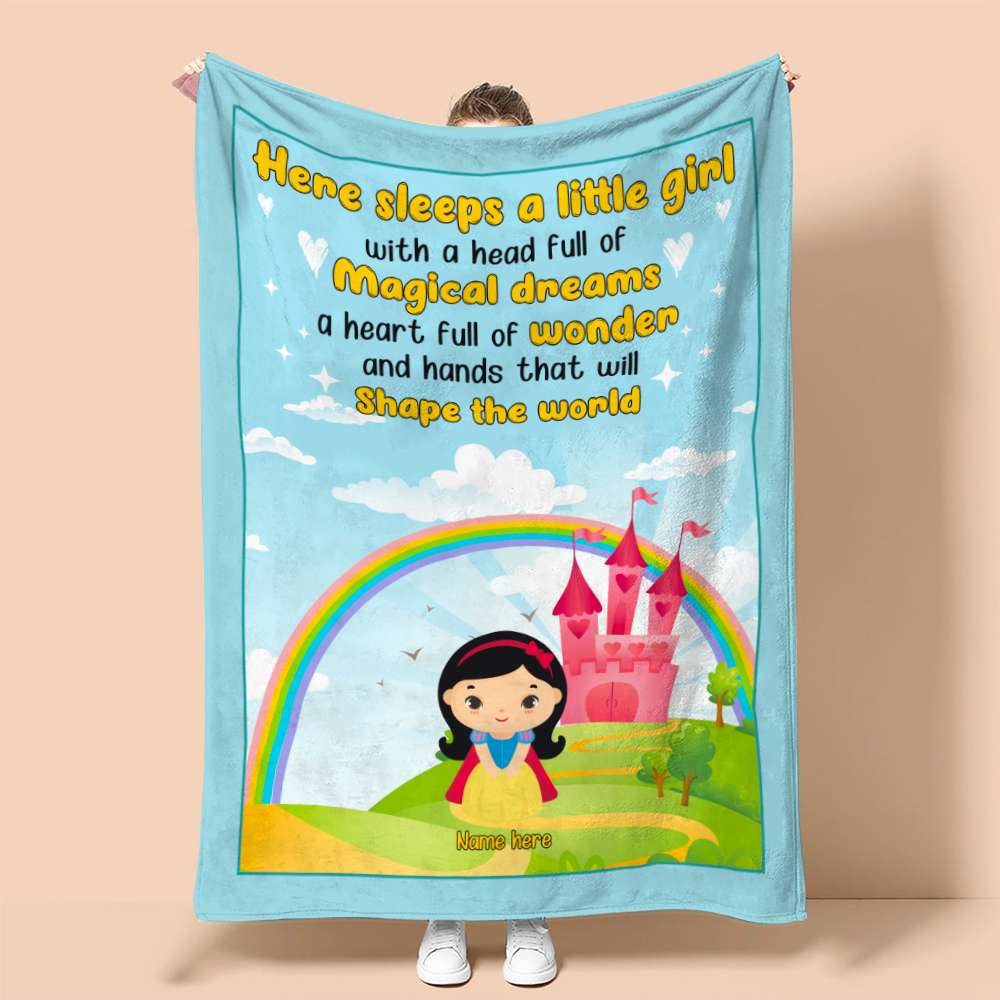 Personalized Cartoon Fleece Blanket - Prince & Princess - Magic Dream Shape The World - Blanket - GoDuckee