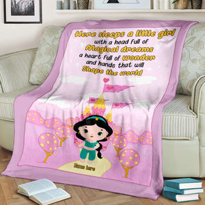 Personalized Cartoon Fleece Blanket - Prince & Princess - Magic Dream Shape The World - Blanket - GoDuckee