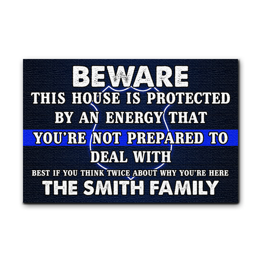 Custom Police's Name - Beware Doormat - You're not prepared to deal with - Doormat - GoDuckee