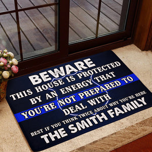 Custom Police's Name - Beware Doormat - You're not prepared to deal with - Doormat - GoDuckee