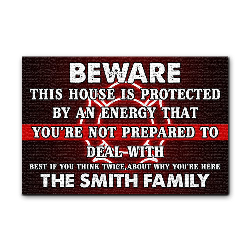 Custom Firefighter's Name - Beware Welcome Mat - Red Line - You're not prepared to deal with - Doormat - GoDuckee