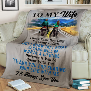 Personalized Biker Couple Fleece Blanket - To My Wife I'll always love you - Blanket - GoDuckee