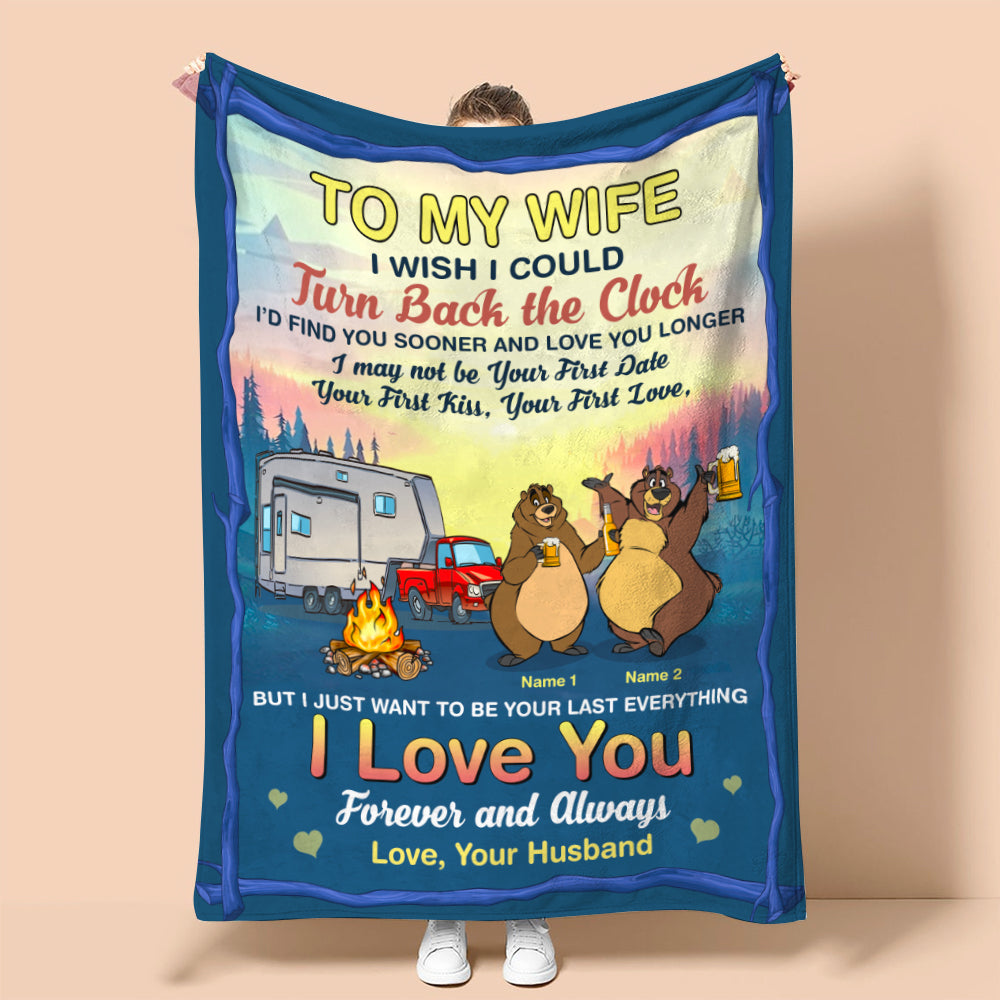 Personalized Camping Bears Blanket, I Love You Forever And Always - Blanket - GoDuckee